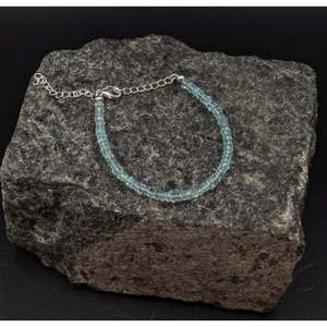 Aquamarine 925 Sterling Silver Bracelet with 18K Gold Trendy <b>Charm</b> <b>Bangles</b> for Wedding Engagement Anniversary Party Gift - Product Image 2