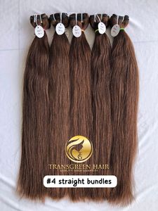 Extensiones de Cabello Liso, Paquete de Extensiones de Cabello de Visón Camboyano, Templo Indio Virgen, 22 '', Color #4, Proveedor de Donante Único, 100% - Product Image 2