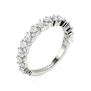 Anillo de Media Eternidad Jeulia Classic Leaf con Moissanita para Mujer, Regalo de Aniversario - Product Image 2