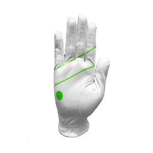 Guantes de Golf Junior Premium Transpirables Antideslizantes Verdes con Ribete Blanco Diseño de Logotipo Personalizado Cuero Genuino Deportes Unisex - Product Image 6