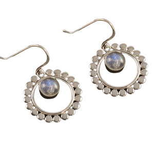 Rainbow Moonstone Gemstone <b>Earrings</b> 925 Sterling <b>Silver</b> <b>Drop</b> <b>Earrings</b> Trendy Party Women - Product Image 1