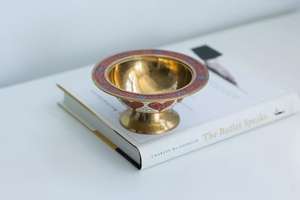 Cuenco de fruta Minakari de latón colorido hecho a mano, cuenco de fruta seca artesanal de Metal decorativo para decoración del hogar - Product Image 3