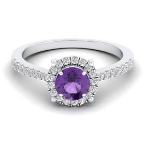 REYES Nouveau Design Bague en Améthyste avec Pierres Précieuses pour Femme, Bagues de Fiançailles en Or Rose Massif, 9K, 10K, 14K, 18K, 22K - Product Image 5