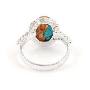 คุณภาพสูง mohมีรูปไข่12X16มม. แข็ง925เงินแท้แหวนเครื่องประดับดีหอยนางรมทองแดงเพชรสีเทอร์ควอยซ์ที่สมบูรณ์แบบ - Product Image 4