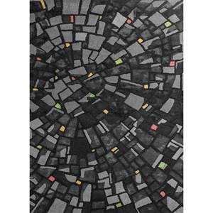 พรมขนสัตว์และใยวิสโคสถักมือ รุ่น Acar Tra-13195 สีเทาและดำ ลายแบบนามธรรม สำหรับห้องนั่งเล่น ห้องโถง ทางเดิน กว้าง 4 เมตร หนา 10 มม. - Product Image 1