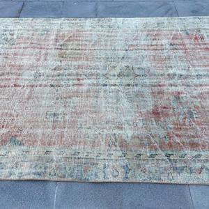 พรมตุรกีขนาด 5.2x8.7 ฟุต, พรมเปอร์เซียสีแดงแบบวินเทจทำจากขนสัตว์ - Product Image 4