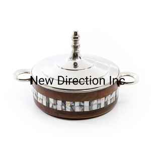 Pot de service alimentaire artisanal finition nickel brillant pour dîner, réceptions et traiteur de mariage - Product Image 2