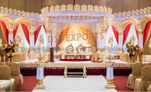 Boda India Mehraap Mandap Fabricantes Blanco Raj Mahal Mandaps DST Exports Comprar Jali Pilares de fibra tallada Mandap Decoraciones EE. UU. - Product Image 2