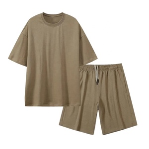 Ropa activa pantalones cortos de algodón de verano para hombre y trajes de camiseta 2023 unisex jogging 2 piezas casual ropa de playa conjuntos cortos - Product Image 3