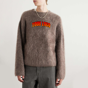 Suéter de Hombre de Mohair de Manga Larga, Cuello Redondo, Talla Grande, Color Sólido, Cómodo y Casual, de Primera Calidad - Product Image 4