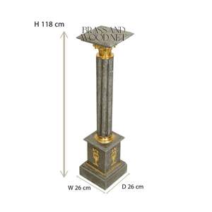 Pedestal de Mármol Gris de Lujo con Capitel de Latón Corintio y Columna Acanalada - Product Image 6