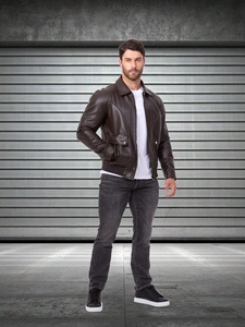 Venta caliente chaqueta de negocios color sólido chaqueta popular motocicleta hombres chaquetas de cuero marrón - Product Image 5