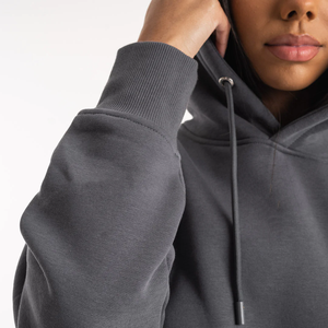 Sudadera con capucha corta para mujer, 100% algodón, manga larga, jersey de invierno, con logo personalizado, cuello con capucha, top informal de moda para mujer - Product Image 4