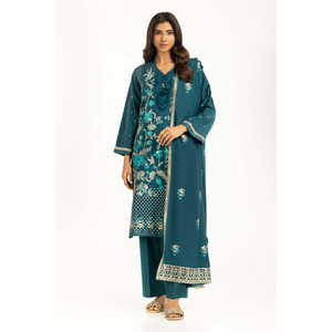 IUSTKSD-1234 Traje de Satén Pashmina Bordado de 3 Piezas - Product Image 2