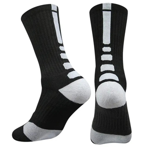 Wholesale <b>Men's</b> <b>Thermal</b> Basketball Sports Athletic <b>Socks</b> Black White Breathable Crew Made From Polyester Material Letter Pattern - Product Image 4