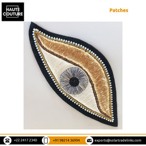 Venta exclusiva de calidad genuina hecha a mano personalizable Bullion Kora hizo parches grandes con forma de ojo para ropa - Product Image 3