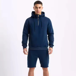 OEM logotipo personalizado impreso sólido transpirable Streetwear Jogger Sudadera con capucha pantalones cortos conjuntos sudadera de manga larga chándales hechos a medida - Product Image 4