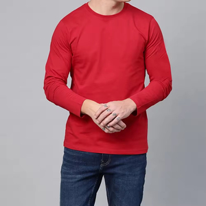 High Quality 100% Cotton Worsted Fabric Full Sleeve Men's T-Shirt Anti-Wrinkle Breathable Quick Dry Eco-Friendly 180g Casual - Product Image 4