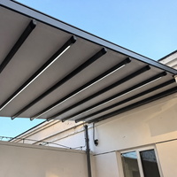 Pergola pliante en PVC imperméable avec télécommande, structure en aluminium, auvent de jardin extérieur, style minimaliste nordique