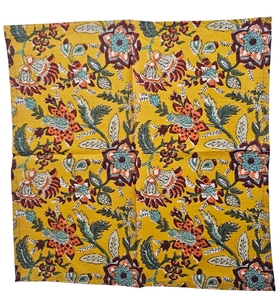 Serviette en tissu traditionnelle jaune à fleurs, réutilisable, carrée, imprimée à la main, 40 cm x 40 cm, usage quotidien - Product Image 5