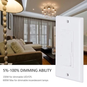 LED Dimmer ışık anahtarı tam aralıklı karartma tek kutuplu 3 yollu 120VAC 60Hz 300W nötr tel gerekli değil beyaz duvar plakası - Product Image 5