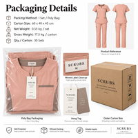 Ensemble de blouses médicales vertes personnalisées pour femmes avec détails noirs, haut à col en V et pantalon cargo, uniformes d'hôpital, tissu tissé en coton et polyester