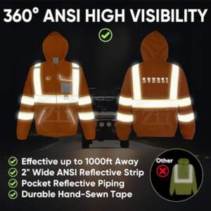 Sweat à capuche haute visibilité de sécurité réfléchissant doublé polaire noir XL sweat imperméable à l'eau Construction industrielle vêtements de travail haute visibilité article personnalisé - Product Image 5