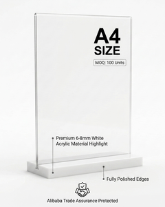 Factory Direct Premium Acrylic Display <b>Stand</b> A3/A4 | Heavy Base Clear Sign Holder | Custom Logo UV Japanese/Italian <b>Desktop</b> - Product Image 4