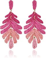 Boucles d'oreilles créoles tendance en raphia style plage avec perles colorées en forme de cocotier, nouvelle collection pour femme, haute qualité, idéales pour un anniversaire