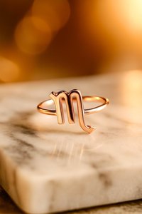 Anillo de Plata 925 con Baño de Oro Rosa de 14k, Signo del Zodiaco Escorpio, Ajustable, Minimalista, Joyería Religiosa - Product Image 6