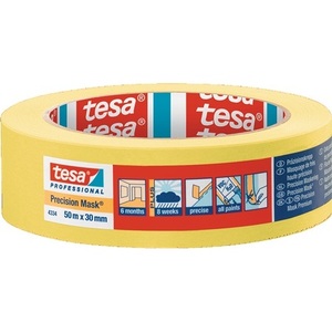 TESA Precision <b>Crepe</b> <b>Paper</b> 4334 Smooth Yellow 50 m Long 30 mm Wide Roll-Pack Size 5 - Product Image 1