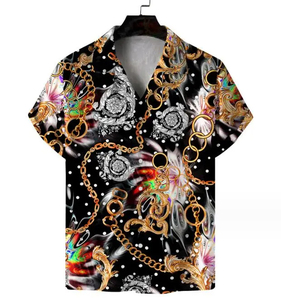 Printed Turn-down Collar Single Breasted Anti-Wrinkle Relax Fit <b>Shirt</b> for <b>Men</b> Polyester Casual Summer <b>Beach</b> Hawaiian Button Down - Product Image 4