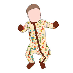 Vêtements pour enfants en gros, barboteuses, combinaisons, vêtements pour enfants en bambou, fermeture éclair double sens, imprimé western, barboteuses pour bébés, vêtements pour nouveau-nés - Product Image 6