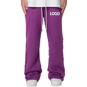 Suéter de Mohair para hombre, pantalones de punto suave, logotipo frontal antiretráctil, cálido, borroso, informal, de invierno, ropa de calle de moda - Product Image 1