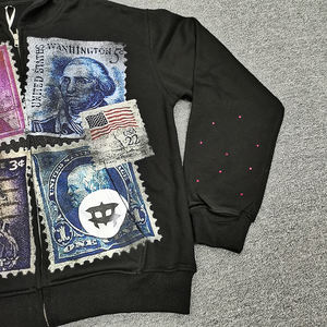 เสื้อฮู้ดดี้โอเวอร์ไซส์ทรงปกติ ผ้าฝ้ายฟลีซคุณภาพสูง 100% พิมพ์ลายสกรีนโลโก้ประดับคริสตัล สำหรับฤดูหนาว - Product Image 3