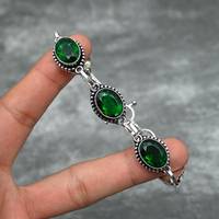 Bracelet en argent sterling 925 plaqué or rose, serti d'un diopside chromé de luxe certifié GIA, fait main, bijou de Noël