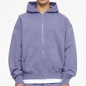 Sudadera con capucha y cremallera personalizada de algodón 100% de 360 gramos, extragrande, para hombre, estilo urbano grueso y holgado, con bolsillo, material transpirable para invierno. - Product Image 6