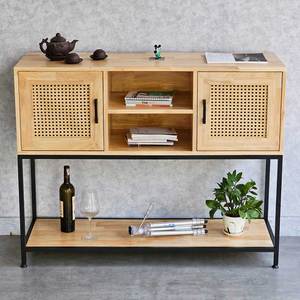 KTB68171 Armoire décorative de style scandinave 120x40x105cm en bois de caoutchouc avec structure en fer pour salon ou salle à manger - Product Image 4