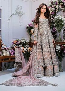 Broderie sur Anarkali avec robe Lehenga nouvelle tendance ornée de perles de verre cristal, pierre, travail de décoration Dabka - Product Image 2