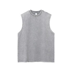 Cut Off Sleeveless T-shirt Acid Wash <b>Vest</b> <b>Oversized</b> Unisex Gym Tank <b>Top</b> - Product Image 2