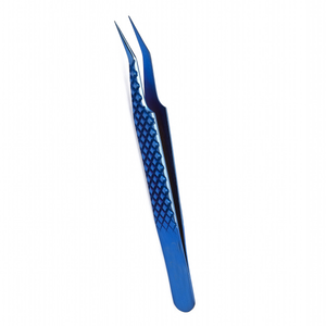 Pince à épiler professionnelle enduite de plasma bleu faite à la main en acier inoxydable - Product Image 3