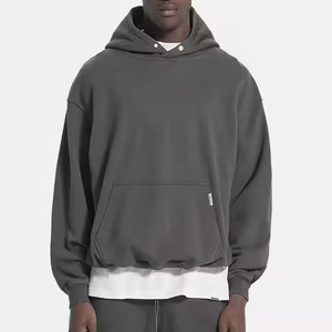 เสื้อฮู้ดผ้าเกล็ดปลาเทอร์รี่สำหรับผู้ชายเสื้อครอปโอเวอร์ไซส์ผ้าฝ้าย100% กำหนดโลโก้ได้เอง - Product Image 3