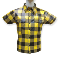 Chemises à col décontractées en cuir faites à la main, imprimées par sublimation, à manches courtes, pour hommes