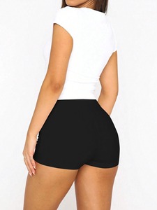 Nouveau Slim Fit plaine femmes ensembles 100% coton en gros 2 pièces ensemble femmes manches courtes élégant décontracté Shorts chemise - Product Image 5