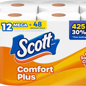 Scott ComfortPlus 12 méga rouleaux de papier toilette 1 pli 425 feuilles par rouleau rouleau Jumbo doux et lavable pour les fosses septiques - Product Image 2