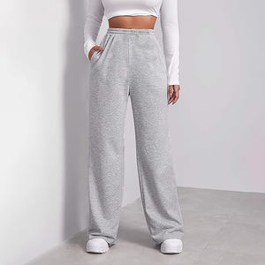 Pantalones de chándal Unisex para Yoga, pantalones de chándal informales para Fitness, cintura alta, cordón, pierna recta, ajuste holgado, pantalones de chándal deportivos delanteros planos - Product Image 1