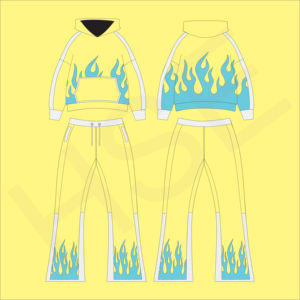 ชุดวอร์มลายพิมพ์ไท-ได แฟชั่นลายเปลวไฟ |   ชุดสองชิ้นโลโก้แบบกำหนดเอง - Product Image 1