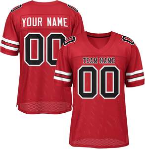 Maillots de football américain OEM personnalisés tissu de maille de polyester à séchage rapide avec impression de numéros de nom de logo d'équipe de rayures de manche - Product Image 2