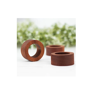 Anneaux de serviette en bois design antique forme carrée couleur marron fournitures d'hôtel de mariage décor de table porte-serviettes - Product Image 6