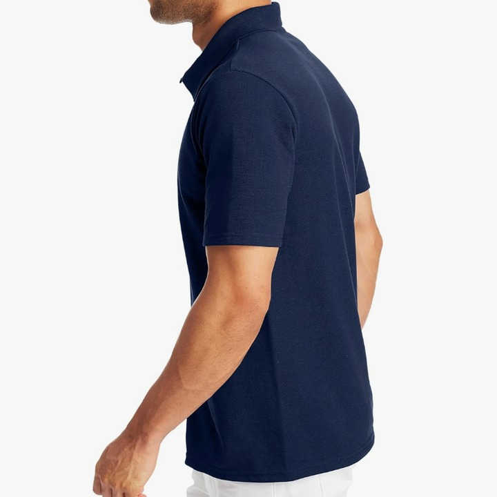 New 240 Gsm Polo T-shirt Short Sleeve UV Protect Men's Necklace Polo T-shirts logo Custom Navy Blue